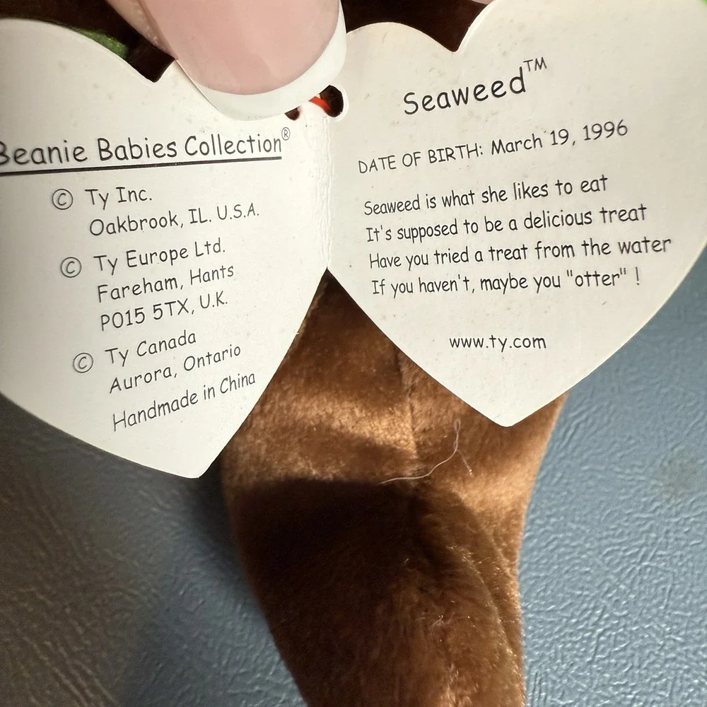 TY Original‎ Beanie Baby 3 Blizzard Seaweed Tag error Legs 1-2000 China 2 Teenie